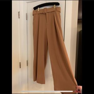 Paper bag waist wide leg pants, ELOQUII, 14, brown, business, office attire